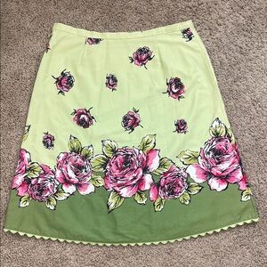 First Issue Green and Pink Floral Skirt‎ Size 10
